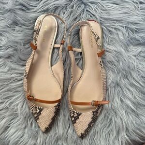 Coach snakeskin sling back point toe flats